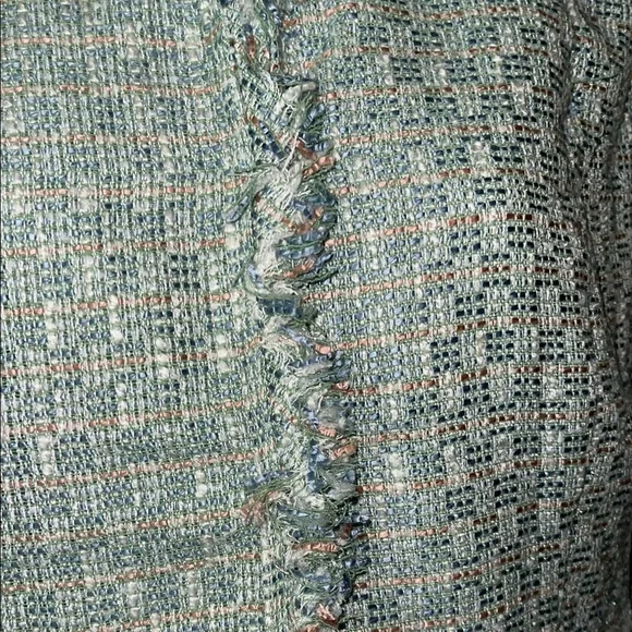 Blue Cropped Blazer with Textured Fabric - Picture 3 of 7